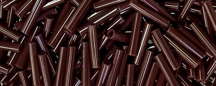 TOHO Size #3 Bugle Bead, 9mm Length. Dark Brown Opaque. 100 Gram Bag (image for) TOHO Size #3 Bugle Bead, 9mm Length. Dark Brown Opaque. 100 Gram Bag